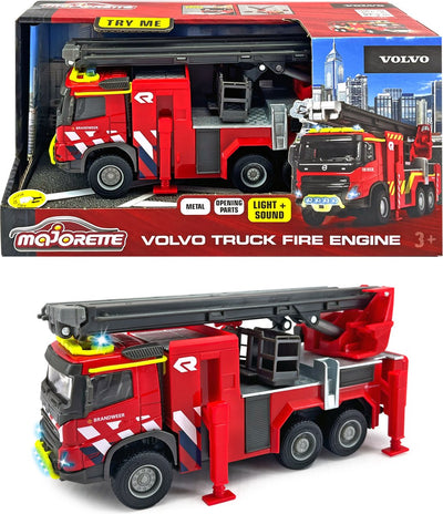 Majorette grand series - camión de bomberos volvo fmx nl - metal - luz y sonido - 19 cm - vehículo de juguete