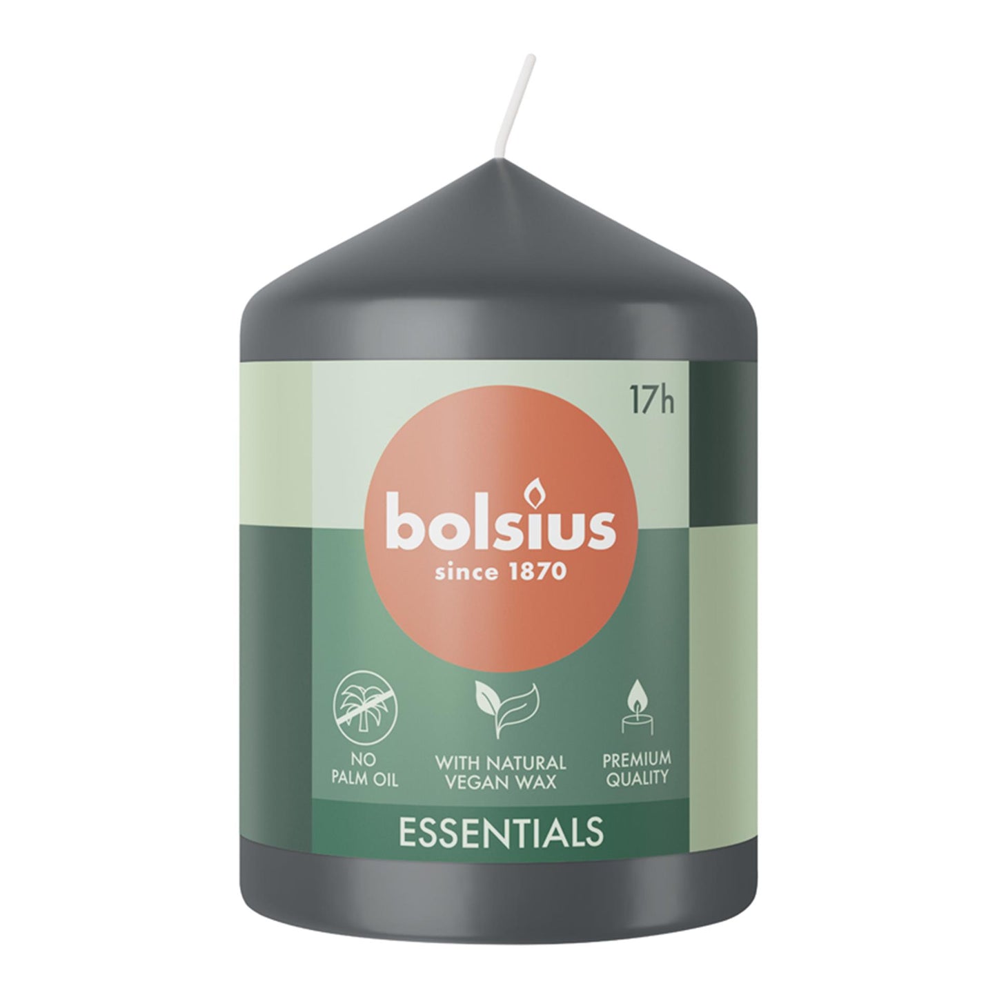 Vela de pilar Bolsius 80 58 gris tormentoso