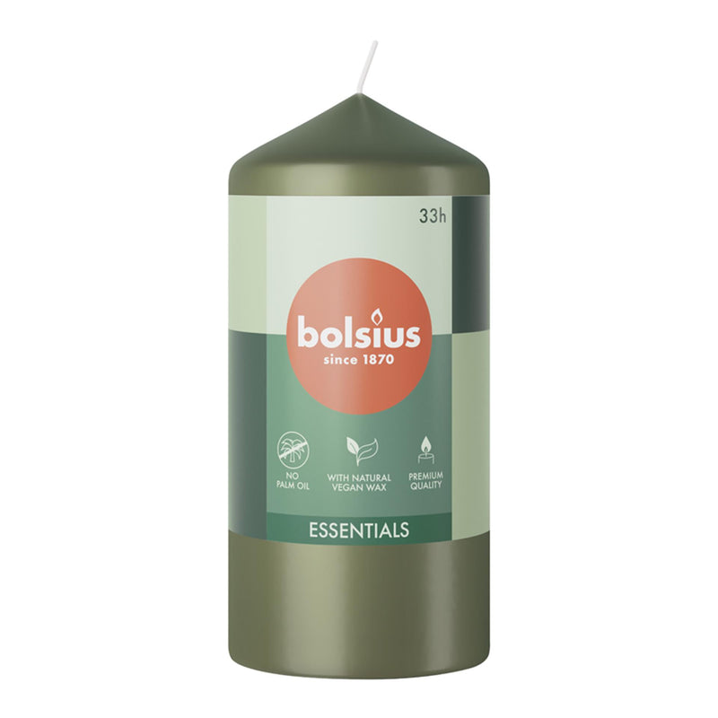 Candela a colonna Bolsius 120 58 oliva fresca