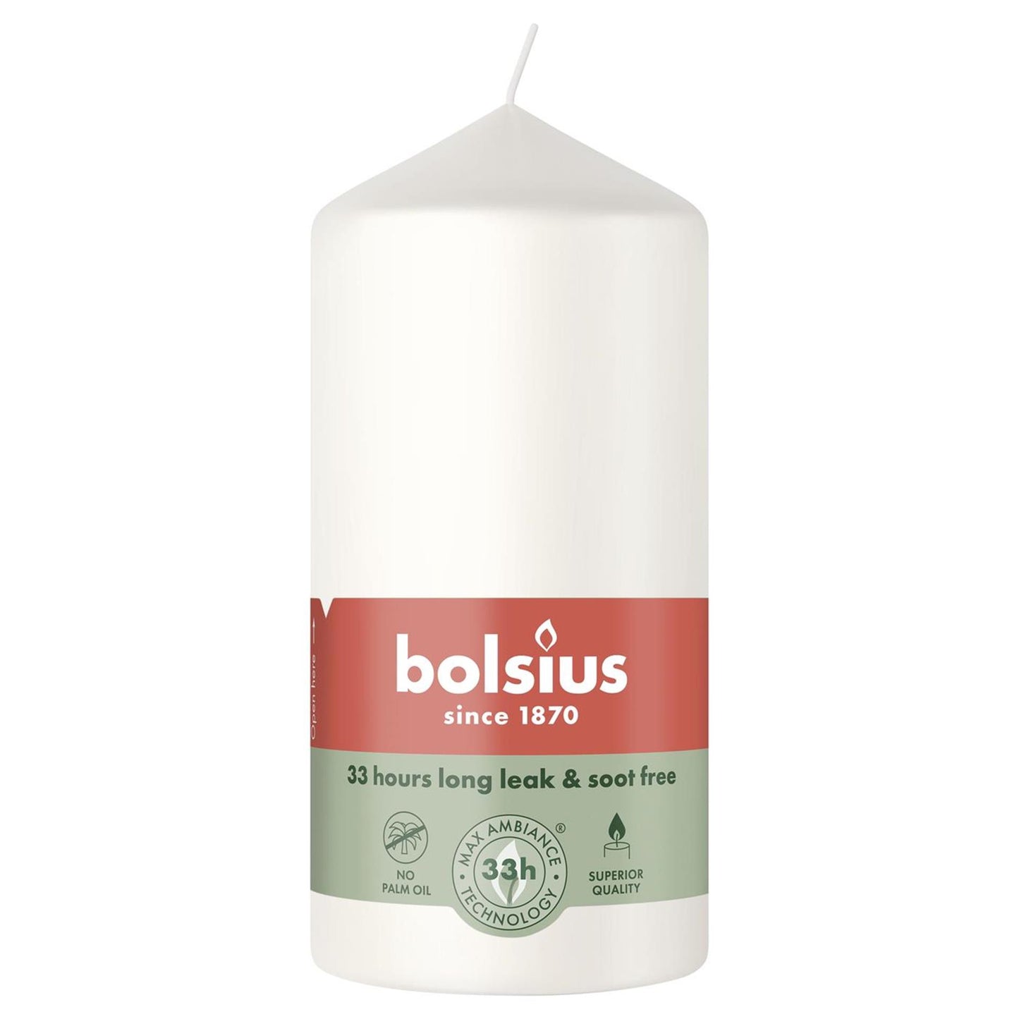 Candela a colonna Bolsius 120 58 bianco nuvola
