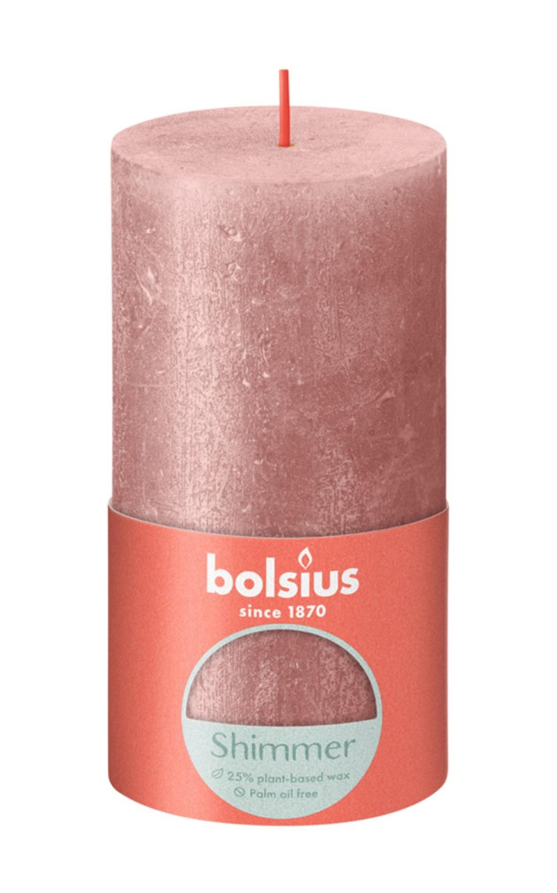 Candela a colonna rustica Bolsius 130 68 rosa
