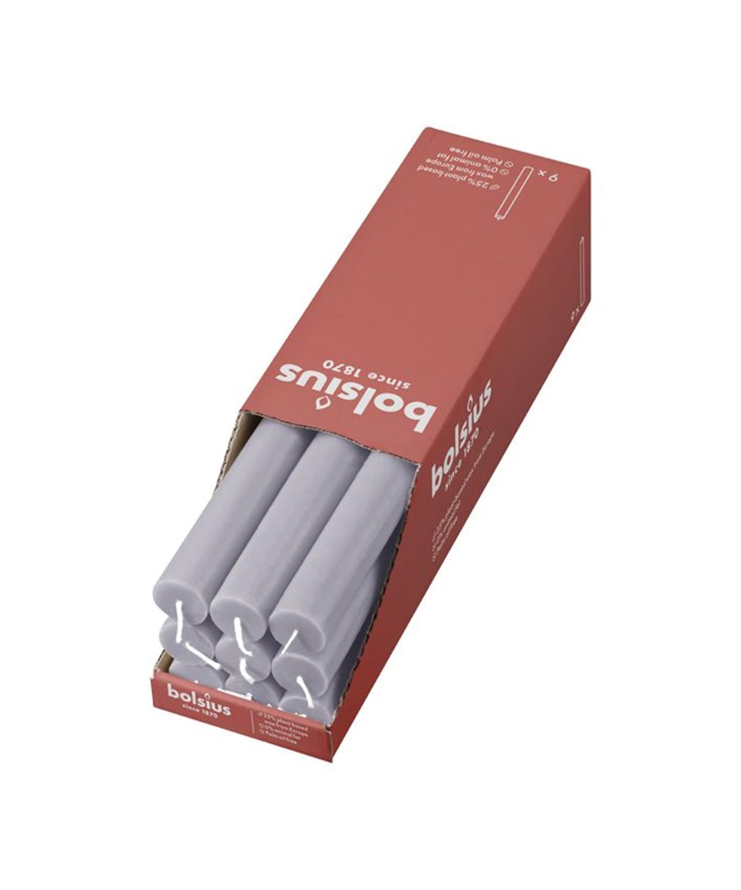 Candela da tavolo Bolsius lavanda satinata 9 pz.