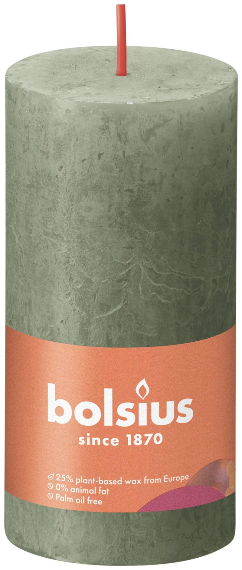 Vela pilar rústica Bolsius 100 50 oliva