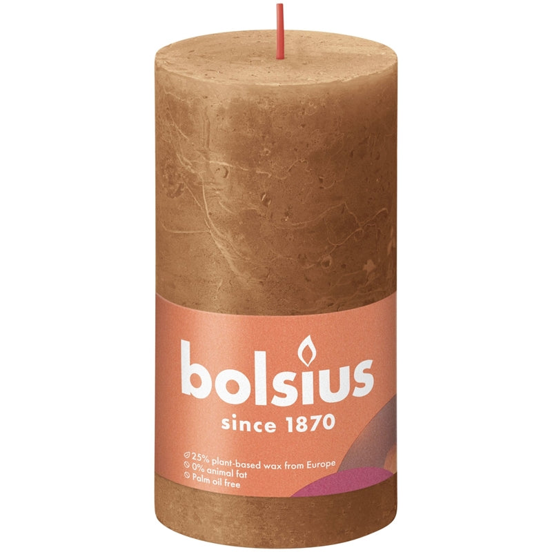 Bolsius rustiek stompkaars 130 68 bruin