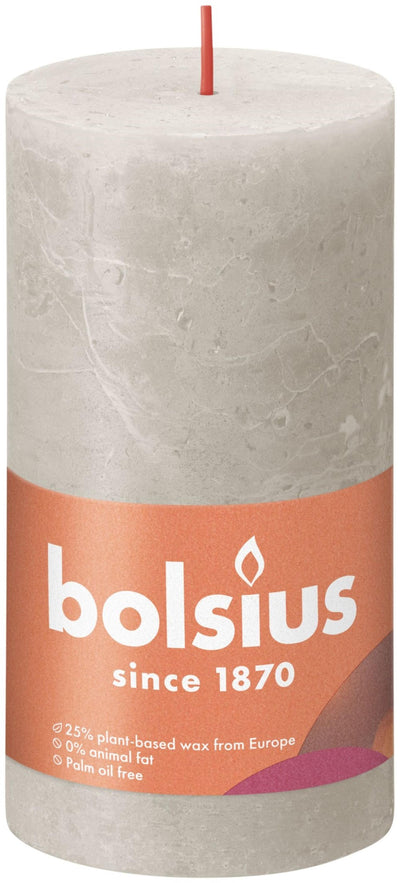 Bolsius Stub Candela sabbia rustica grigio 130x68 mm