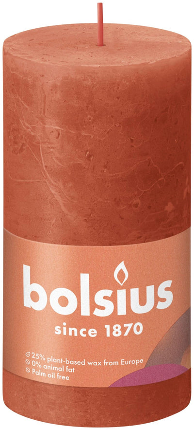 Bolsius Bolsius Candela stub rustica 13x6,8 cm arancione terreno