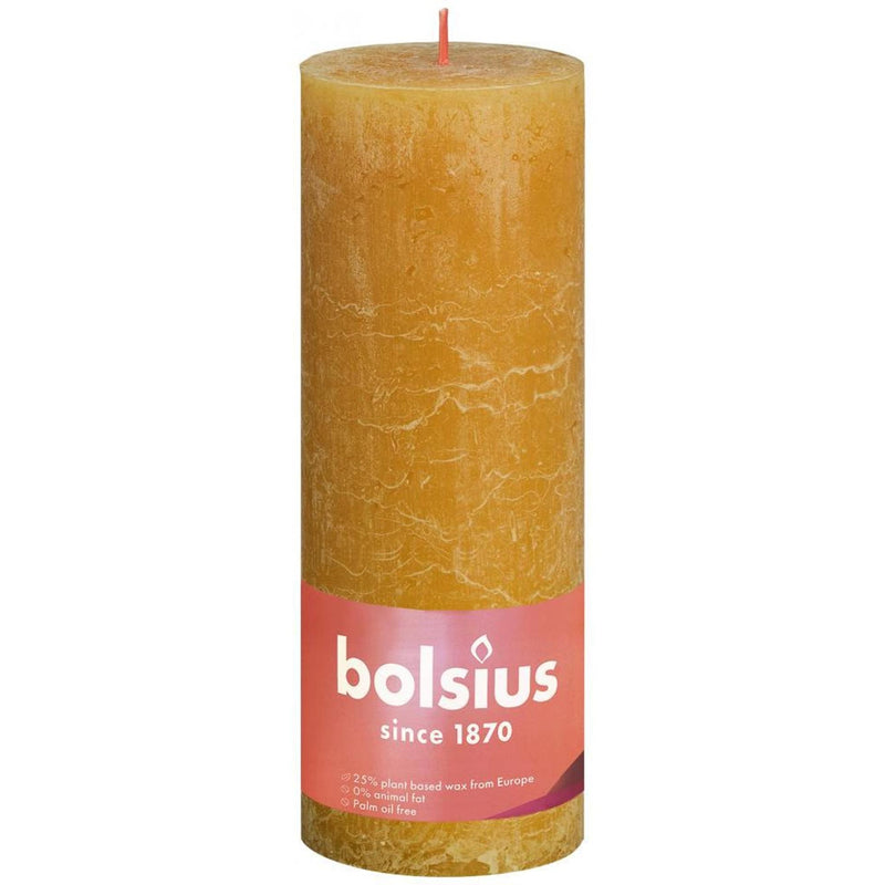 Bolsius rustiek stompkaars 190 68 oker