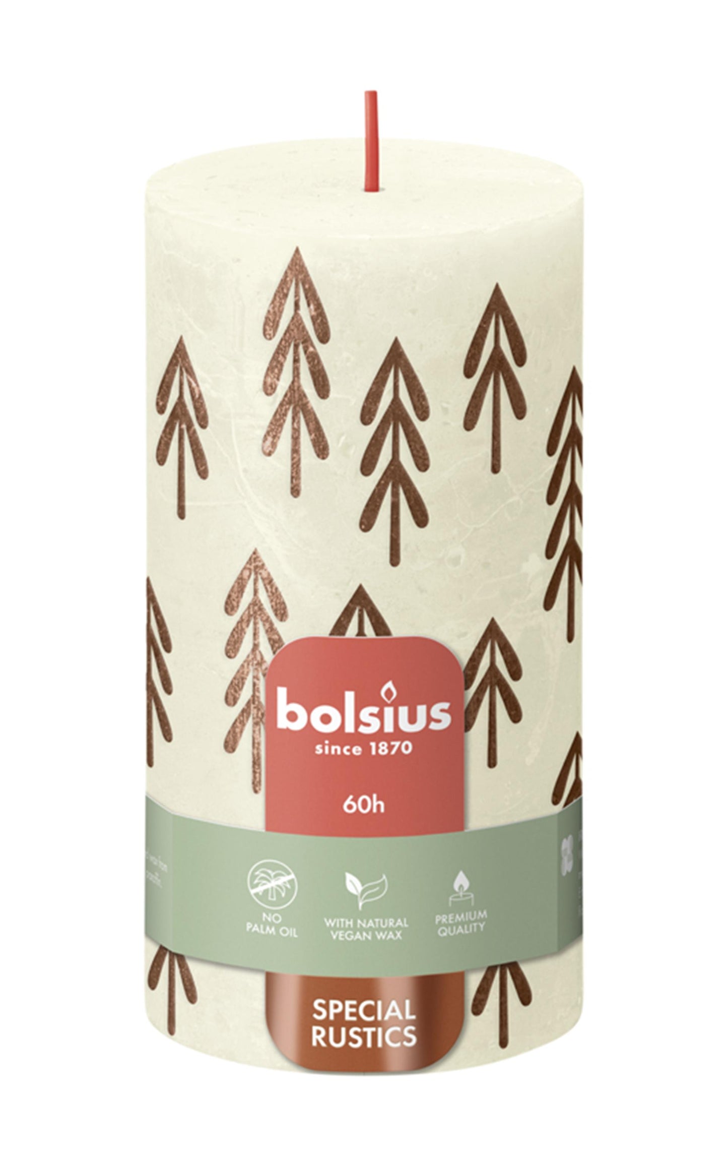 Candela stampata Bolsius 130 68 perla morbida