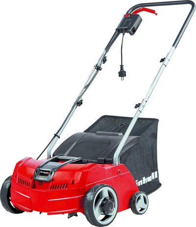 Aireador escarificador eléctrico Einhell GC-SA 1231 1 - 1200 W - para céspedes de hasta 300 m² - hasta 9 mm de profundidad de trabajo - 16 cuchillas - 45 garras de aireación - recipiente colector de 28 l
