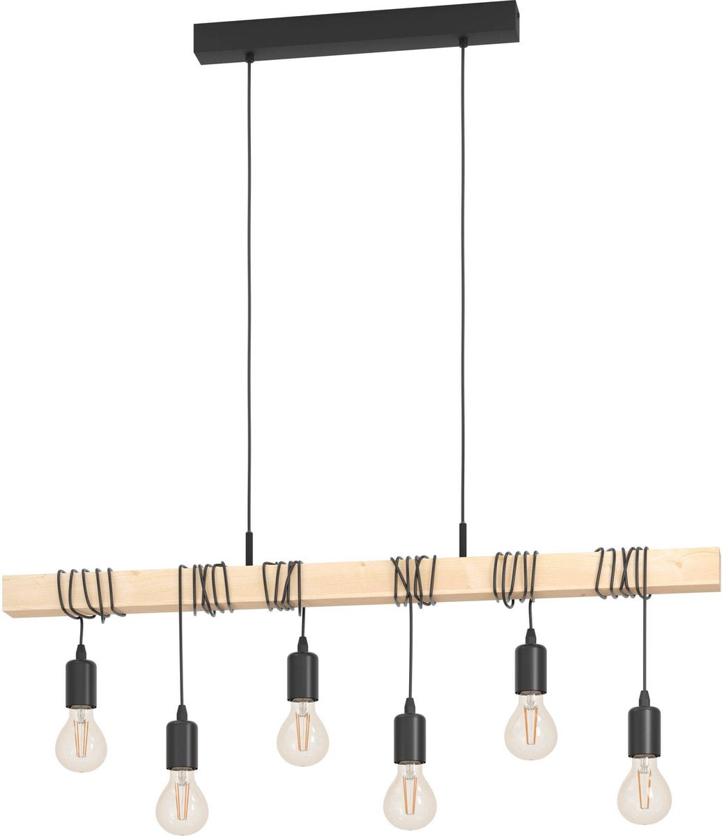 Eglo townshend hanglamp - e27 - 100 cm - zwart bruin - fsc hout