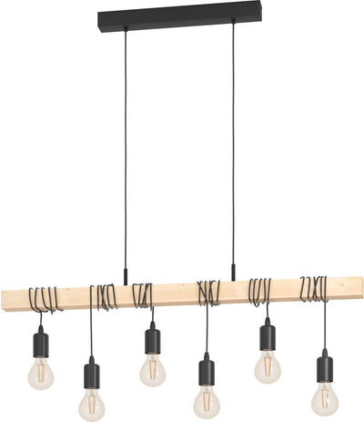 Lampada a sospensione Eglo Townshend - e27 - 100 cm - marrone nero - legno FSC