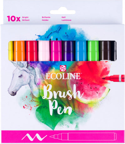 Pennello a pennello ecoline di Bruynzeel set chiaro, 10 colori