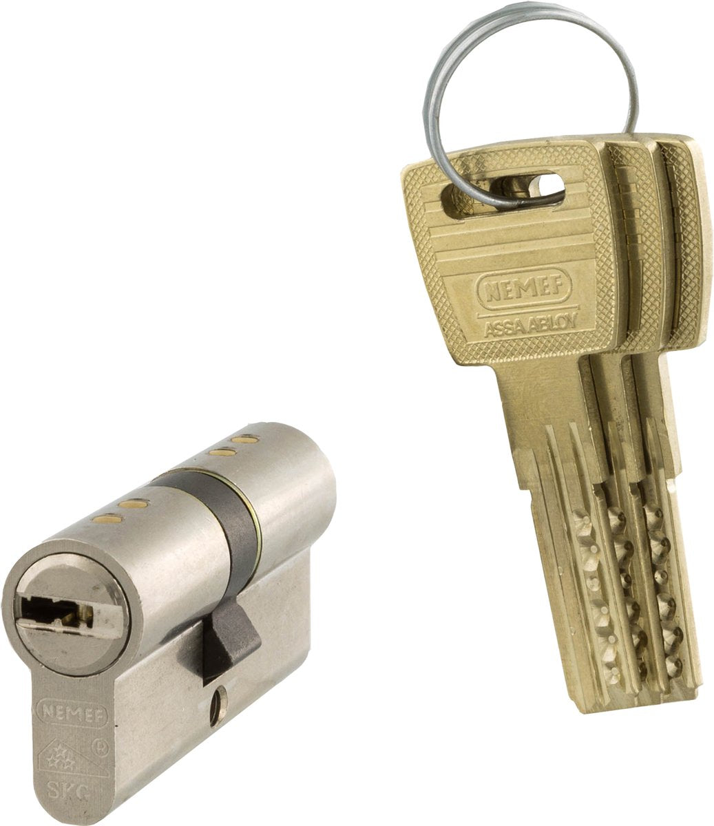 Cilindro profilo Nemef nichel skg3 chiave uguale secur 142 9 - 3 cilindri di cui 9 chiavi