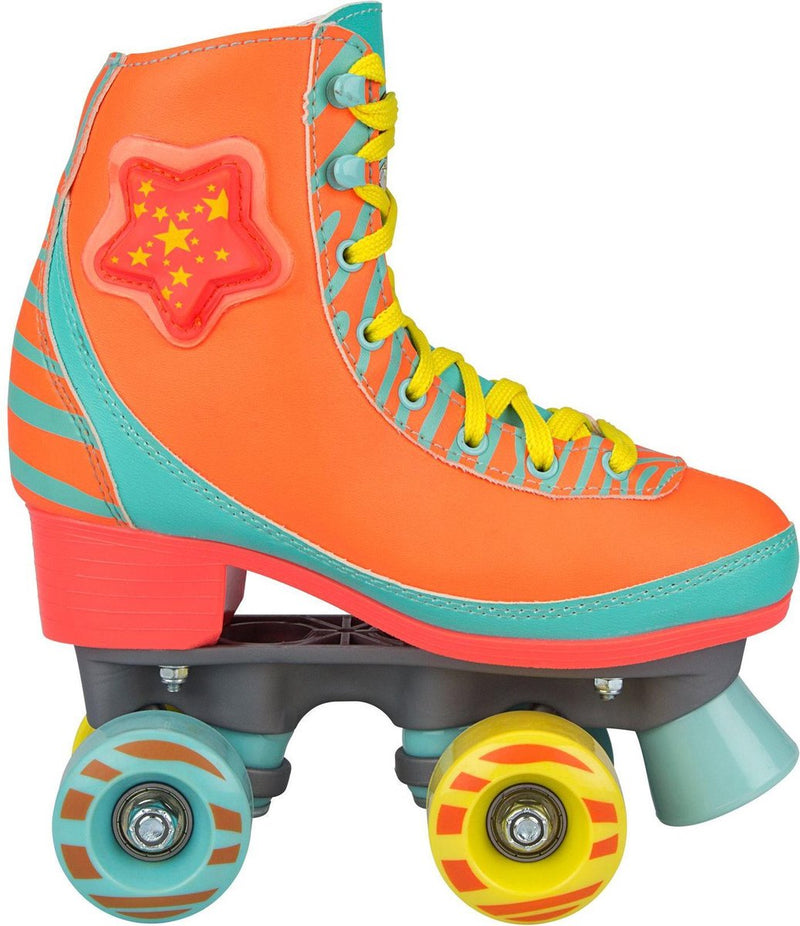 Patines Nijdam - LED estrella cebra - naranja fluorescente - talla 39 40