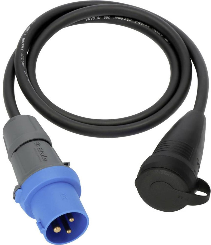 Cavo adattatore Brennerstuhl da campeggio cavo adattatore cee con spina cee e giunto con contatto di terra (cavo da 1,5 m in nero, h07rn-f 3g2,5, 230v 16a, per uso esterno permanente ip44, prodotto in Germania)