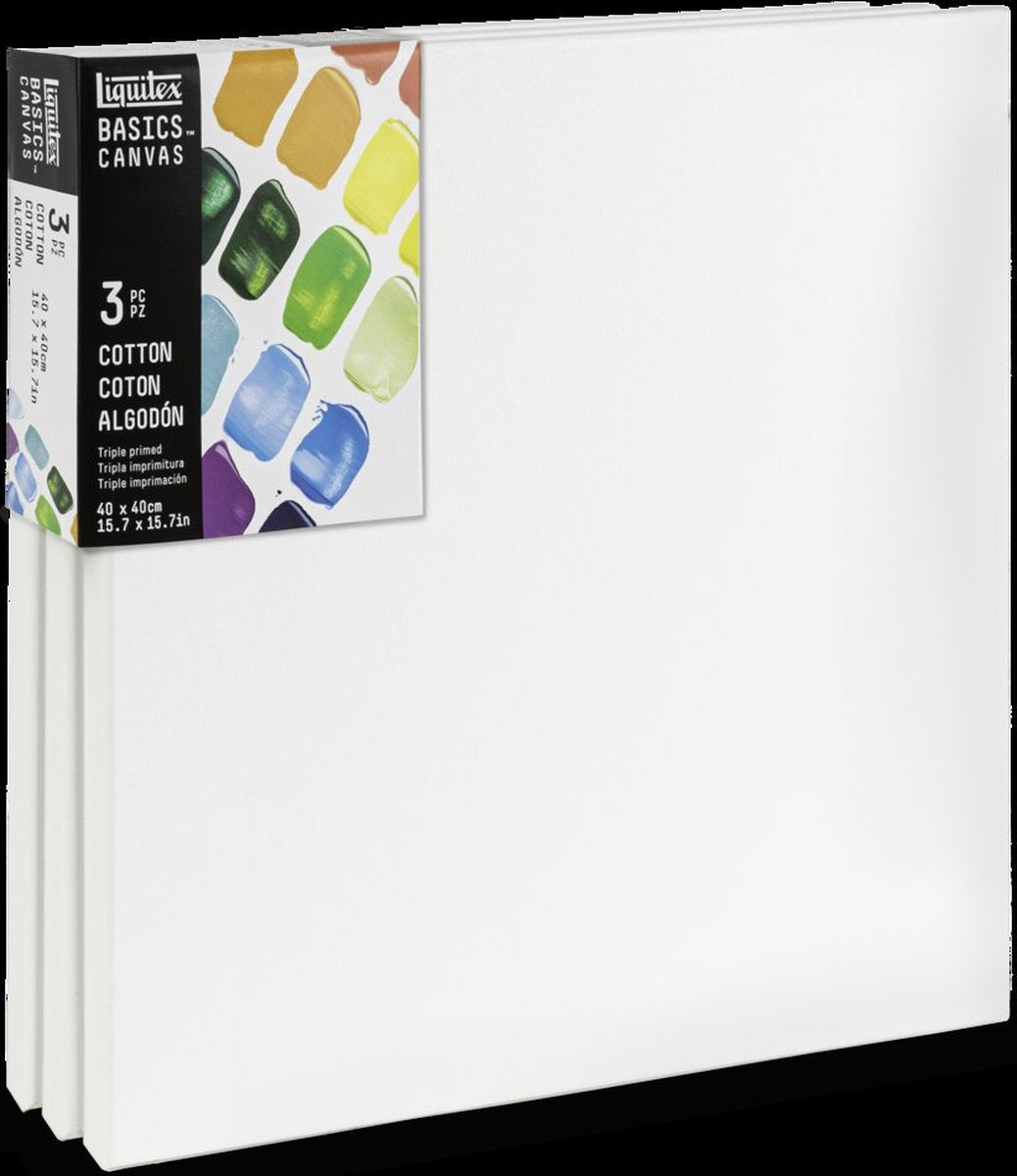 Liquitex 471040040 basics canvas 40 x 40 cm – set van 3 | 100% katoenen canvas ca. 280 g m² | drievoudig geprimed | geschikt voor acryl- olieverf