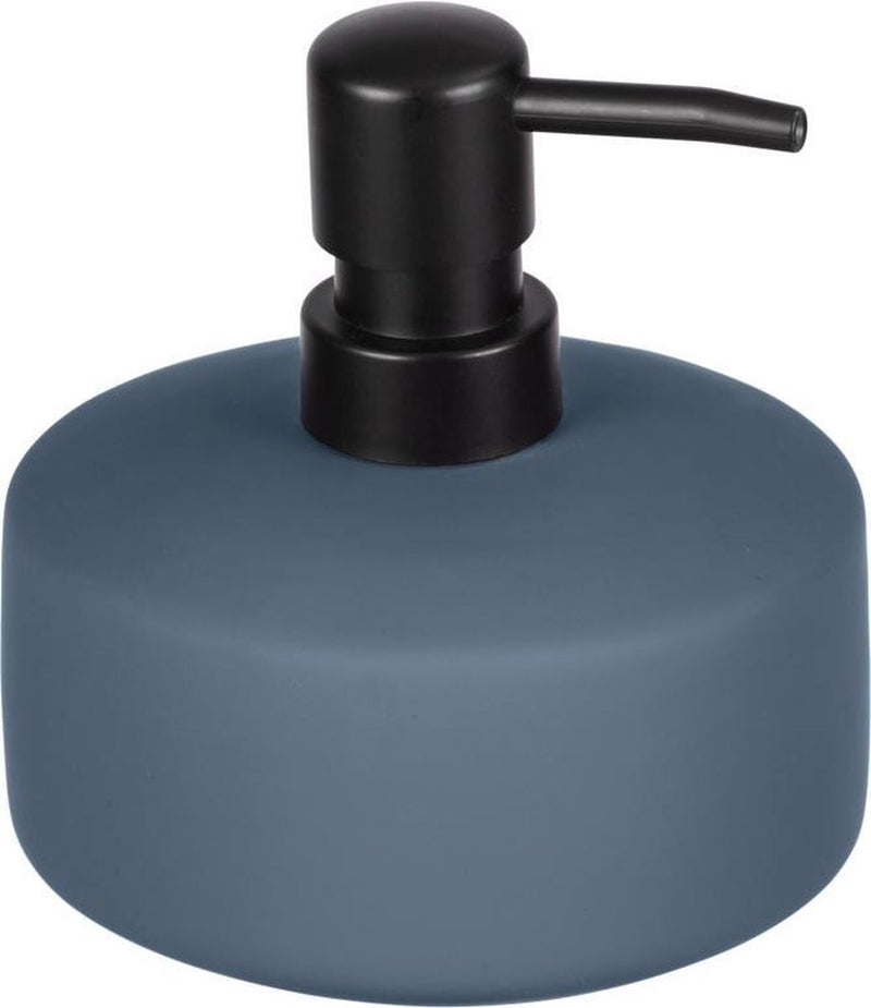 Dispenser sapone Wenko Avellino ceramica blu opaco 380ml - pompa sapone autoportante e ricaricabile - bagno WC cucina