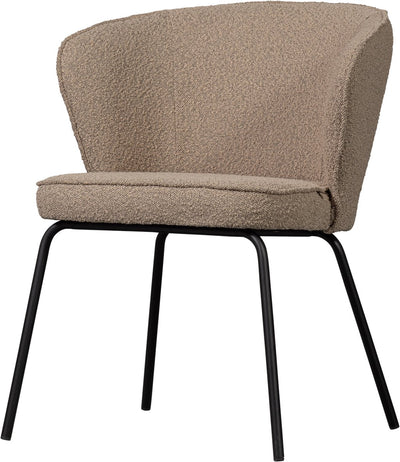 Sedia per sala da pranzo in legno - bouclé - beige - 77x60x59 cm