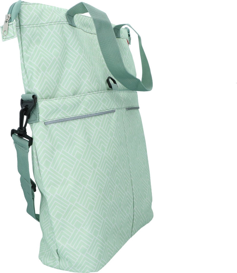 Borsa bici singola Dyto - shopper o tracolla - tasca frontale con cerniera - fondo rinforzato - 18 litri - verde menta