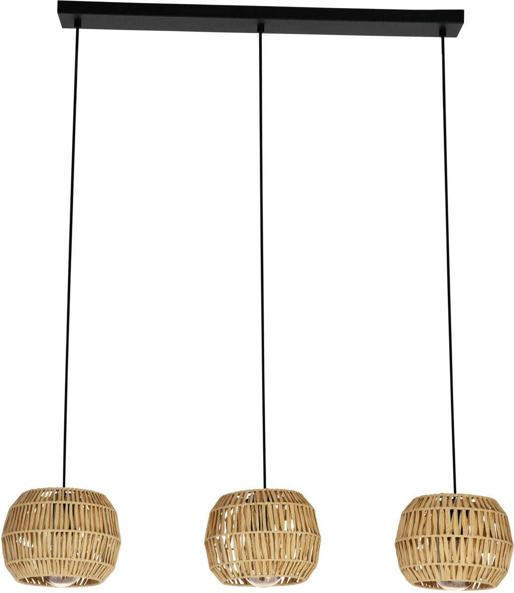 Lampada a sospensione Eglo Sheldon - e27 - 91 cm - nero marrone naturale - carta