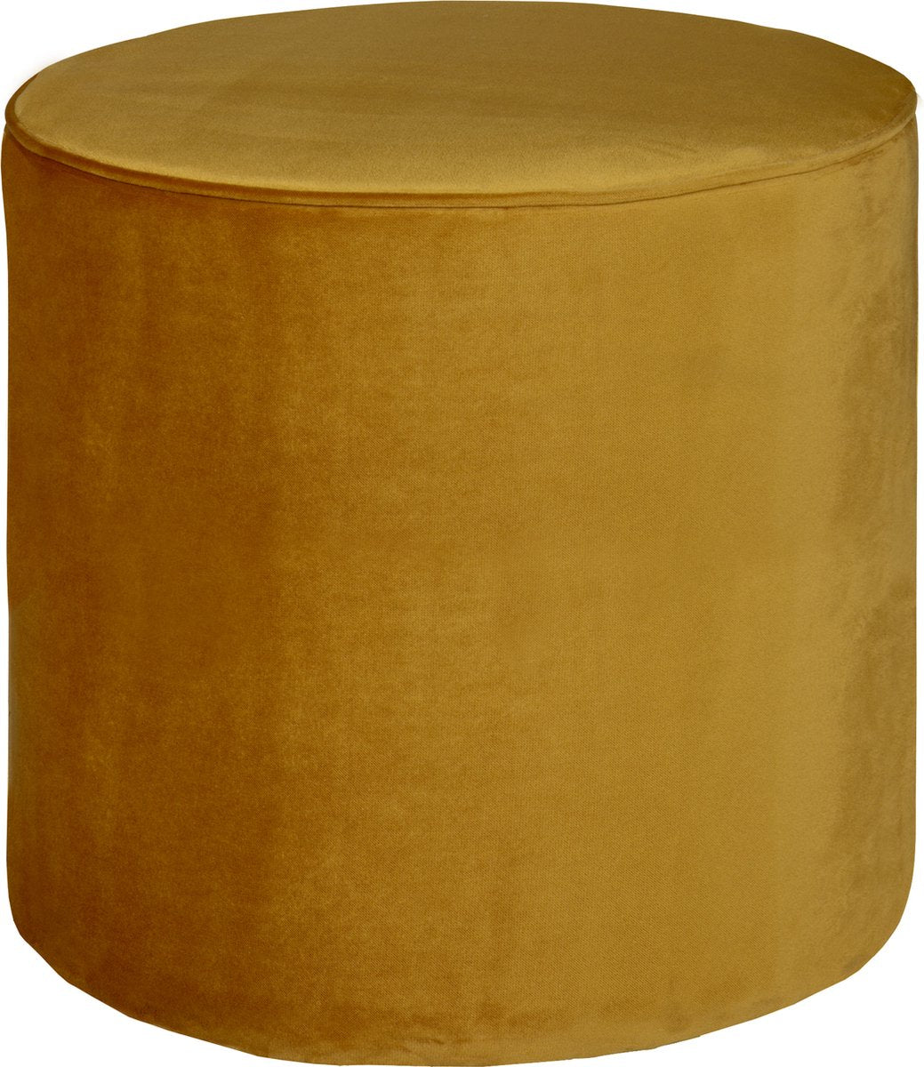 Puf alto Woood sara - terciopelo - ocre - 46x46x46