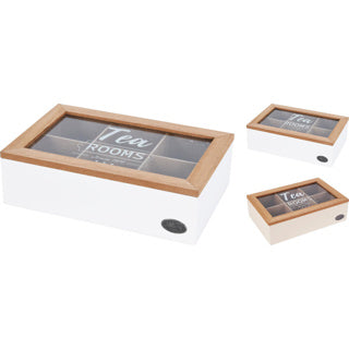 Caja de té sin marca mdf 6 compartimentos | 2 piezas