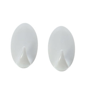 Metaltex ovalen plakhaken 2 stuks wit