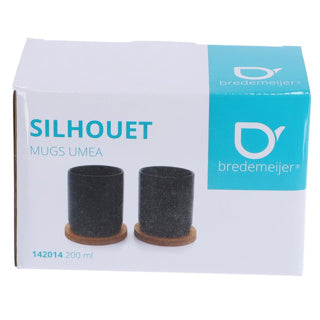 Bredemeijer Theemok Umea 200ml Black and Coaster Set 2