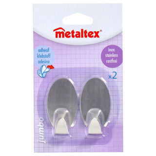 Metaltex metaltex ovales ganchos adhesivos 2 piezas de acero inoxidable