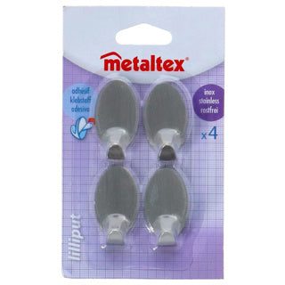 METALTEX METALTEX Oval sticky hooks small 4 pieces stainless steel