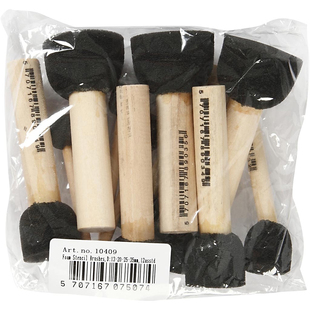 Creative Company Foam Tampon Sticks, L: 9-10 cm, D 13+20+25+35 mm, 12 pezzo 1 Box