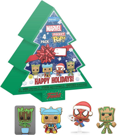 Funko - marvel holiday 2022 pocket pop! 4-pack tree holiday box 4 cm 3D key ring - multicolours
