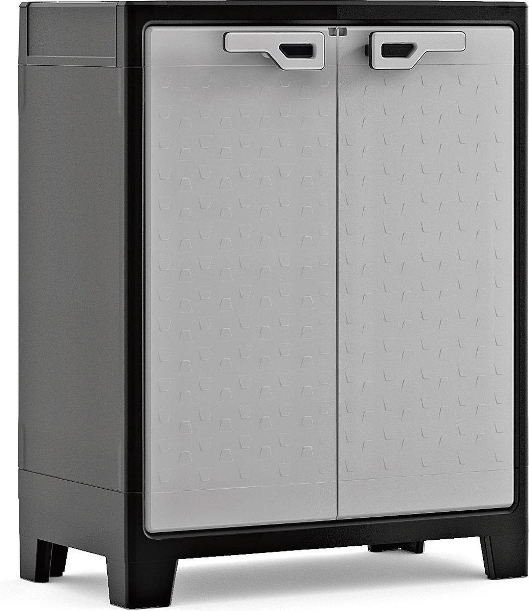 Keter titan lage kast - 2 planken - 80x44x100cm – zwart grijs
