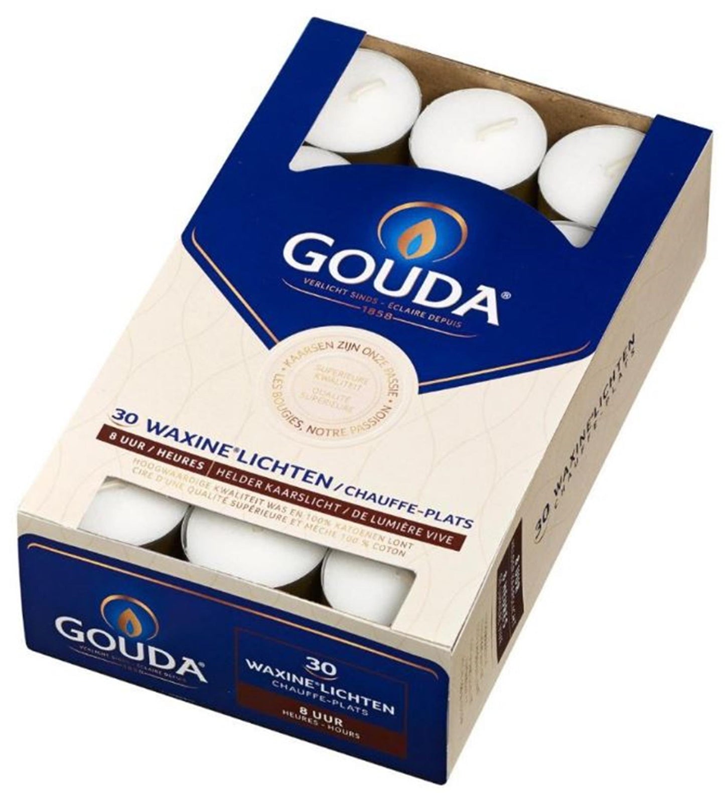Gouda waxinelicht 8 uur doos a 30 stuks