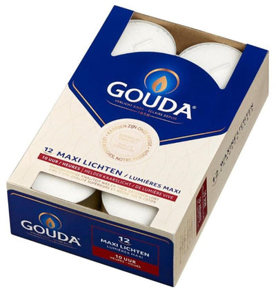 Gouda Tealights 12 pezzi 10 ore di combustione bianca