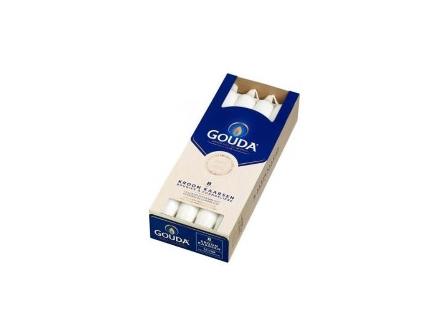 Gouda Gouda Kronkaarsen 24x2,4 cm 8 pezzi bianchi