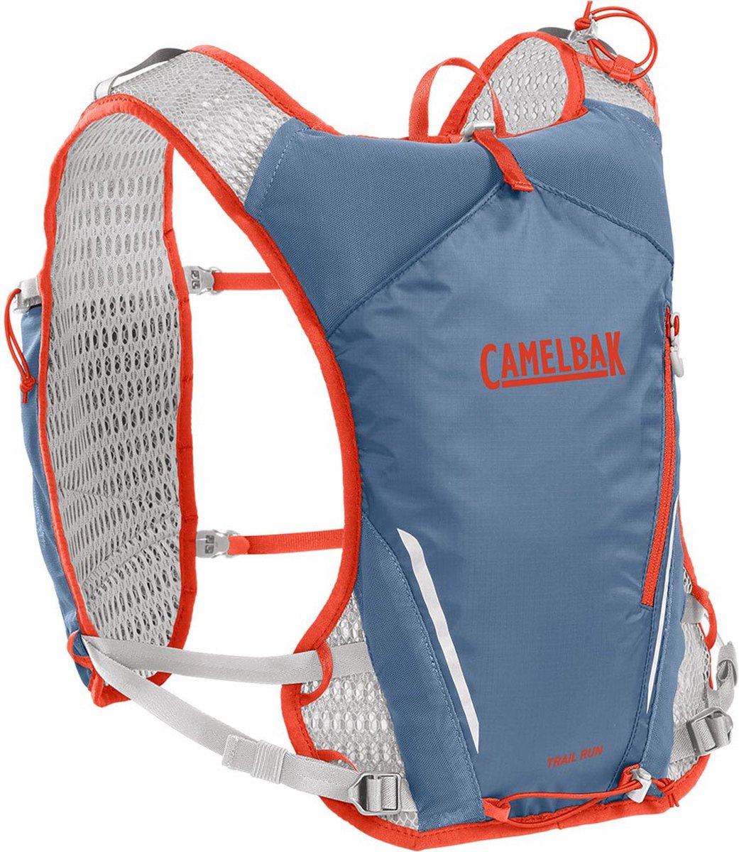 Camelbak trail run vest - drinkrugzak - 5 l - reflecterend - ruimte voor 2 flexibele 500 ml flessen - 3d micro mesh - hardloopvest - drinkhouder - lichtgewicht - blauw