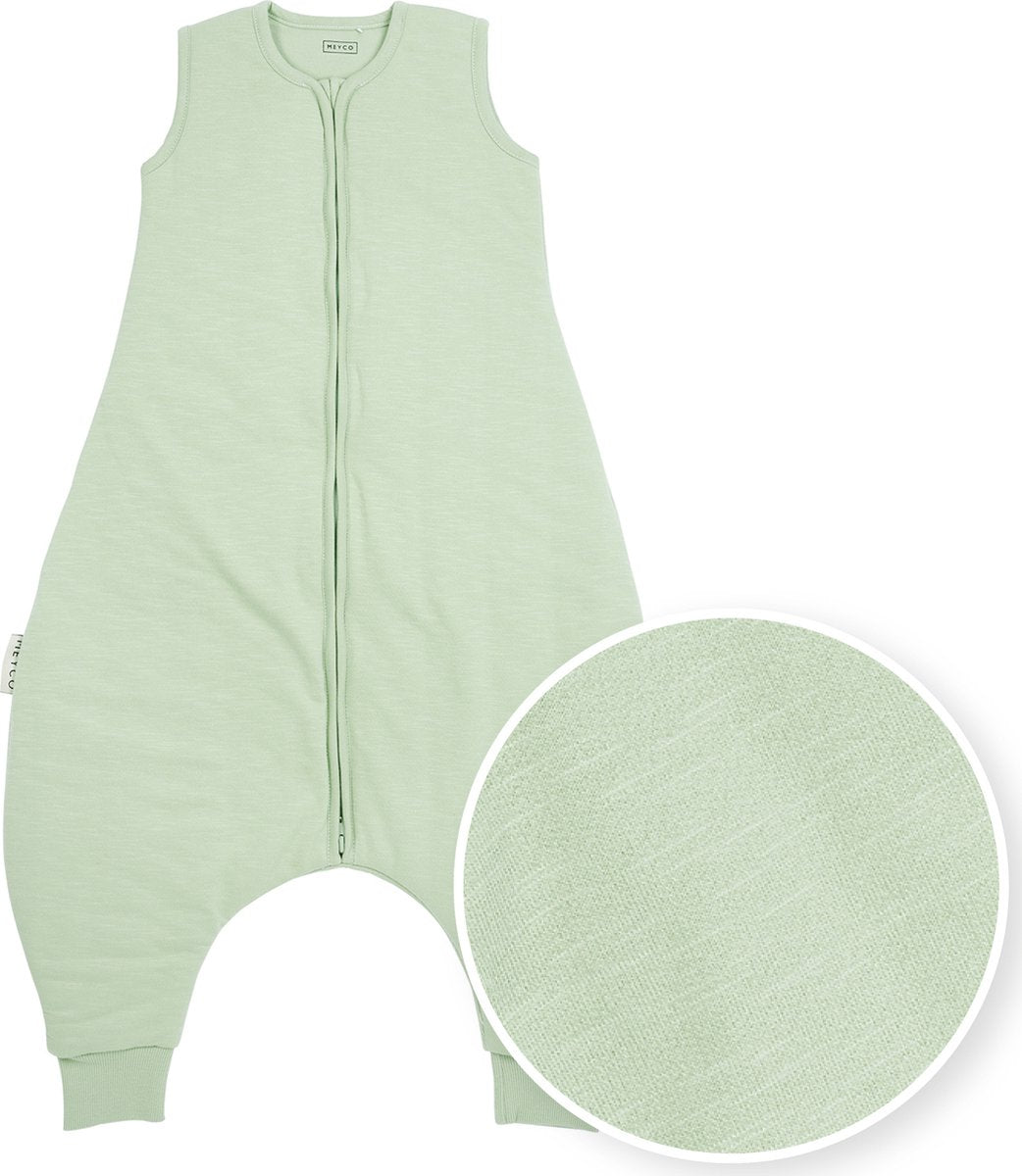 Meyco baby slub baby winter slaapoverall jumper - soft green - 104cm - 2.0 tog