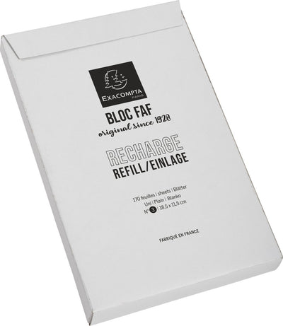 Exacompta ricarica faf 18,5x11,5cm n°3 170 fogli tinta unita - bianco - 12513e