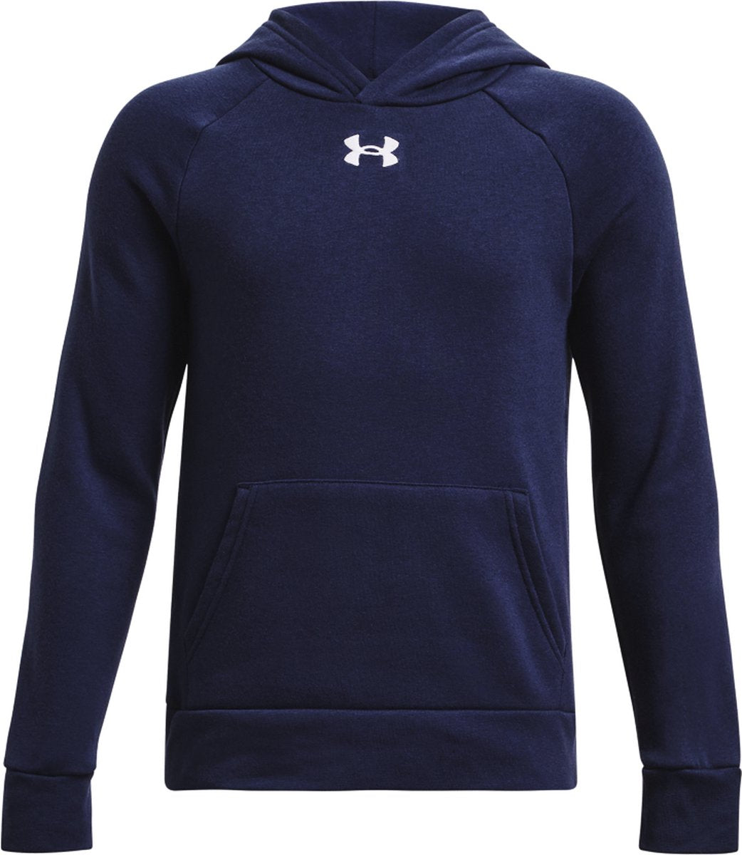 Under armour ua rival polar sudadera con capucha-blu suéter deportivo para niños - azul marino medianoche - blanco