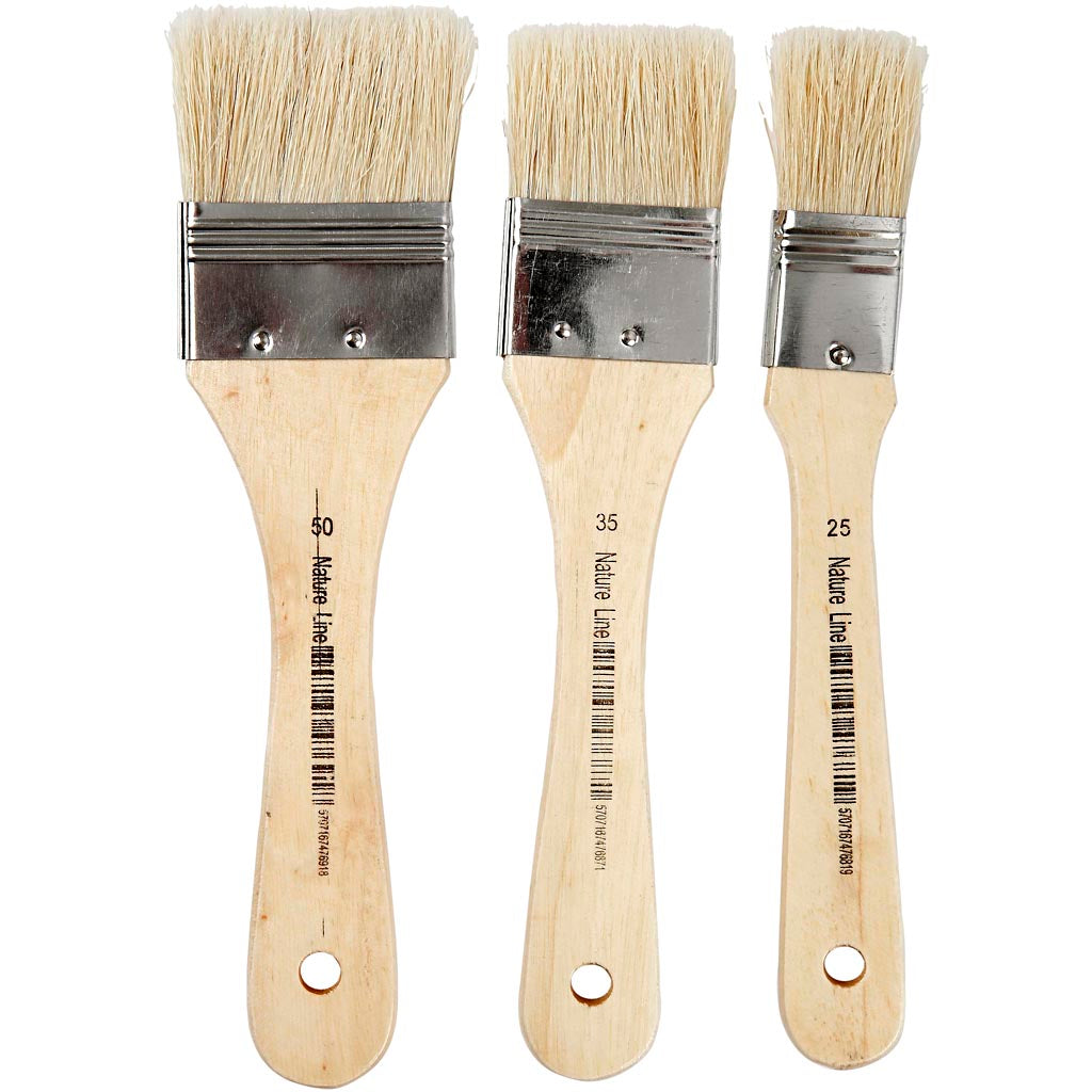 Pennelli per vernice e lacca Creative Company, l: 19 cm, l: 25-50 mm, piatti, 3 pezzi 1 scatola
