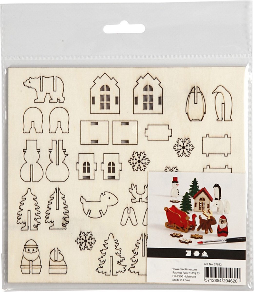Creativ company cc diy houten figuren kerst l: 15,5cm b: 17cm