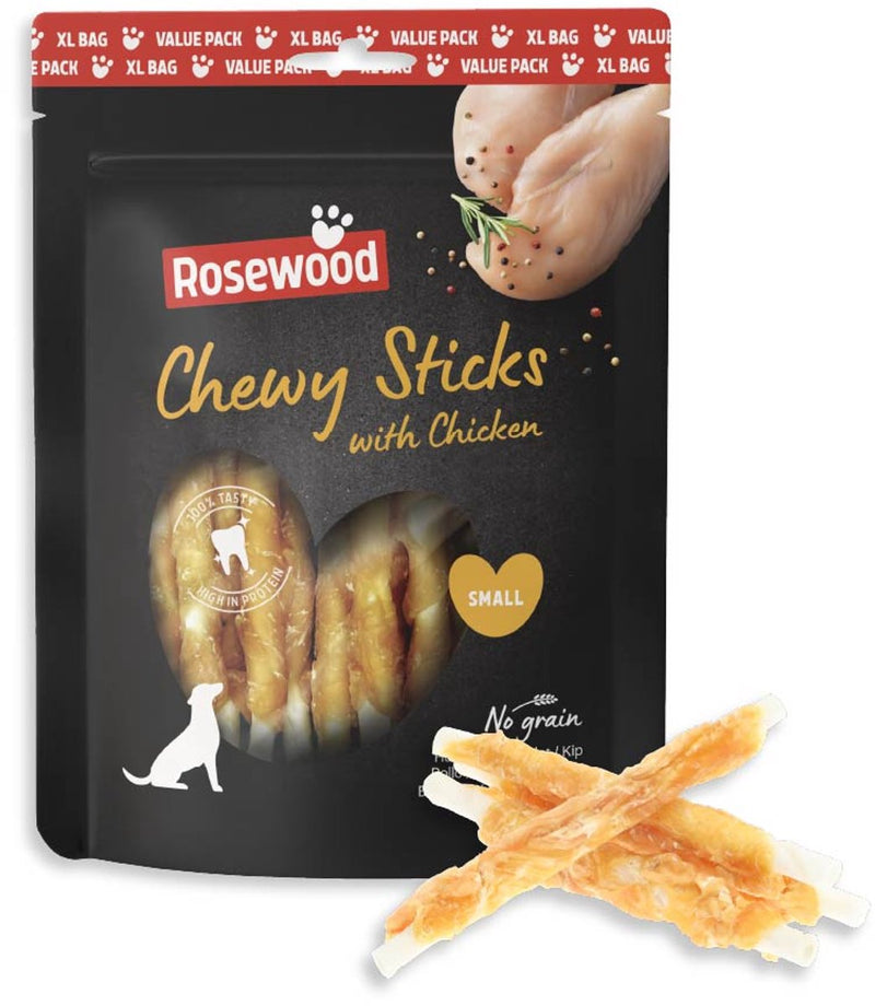 Palitos masticables de palisandro para perros snack pollo pequeño - palitos masticables de piel de vaca - paquete económico 500 g - sin cereales - sin aditivos artificiales