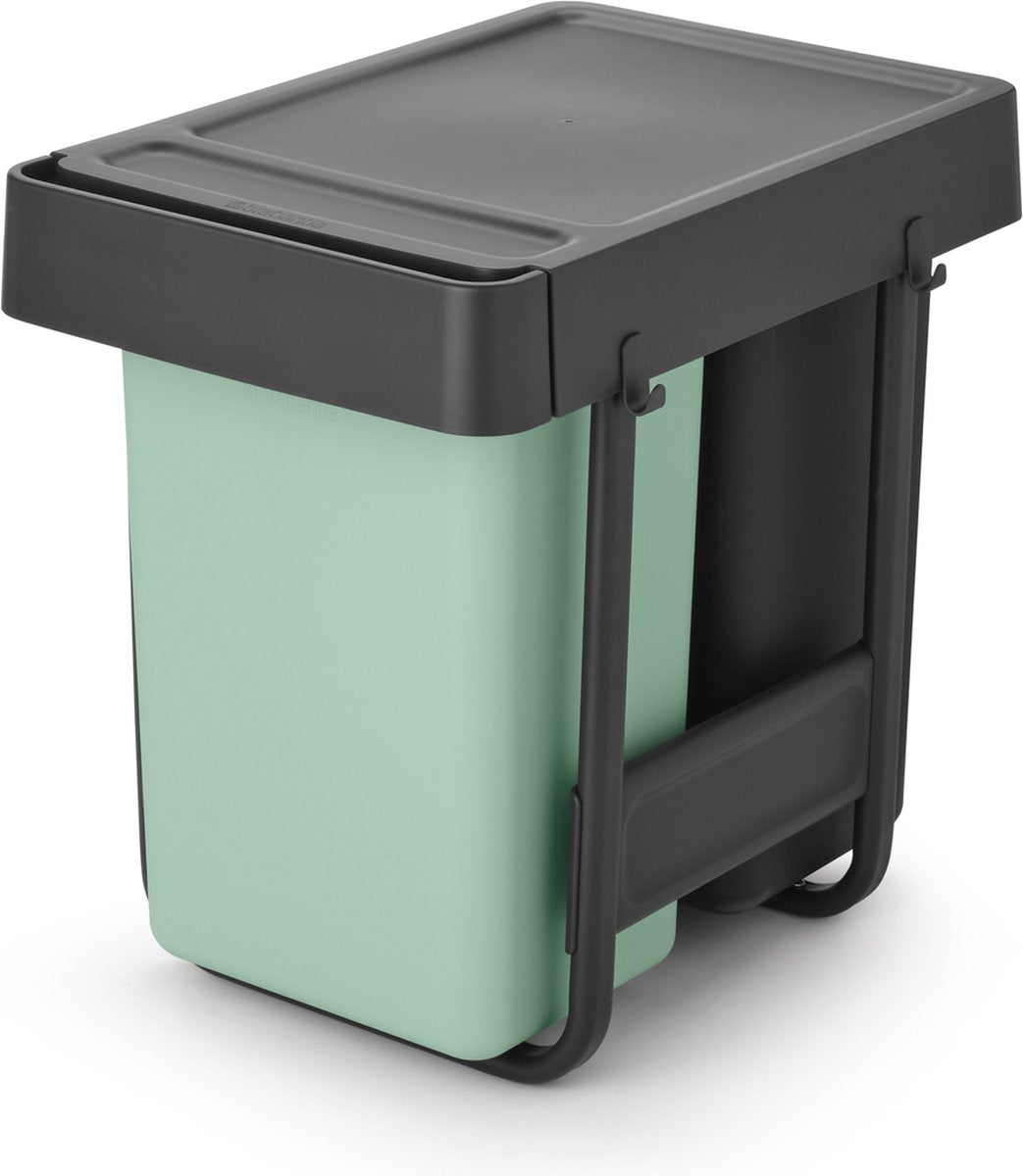 Pattumiera da incasso Brabantia sort go - 2 x 15 litri - verde giada e grigio scuro