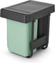 Pattumiera da incasso Brabantia sort go - 2 x 15 litri - verde giada e grigio scuro