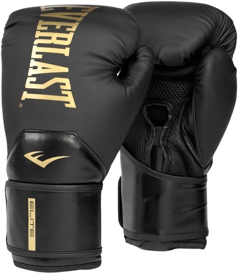 Guantoni da boxe Everlast elite 2, nero oro (disponibili in diverse misure)