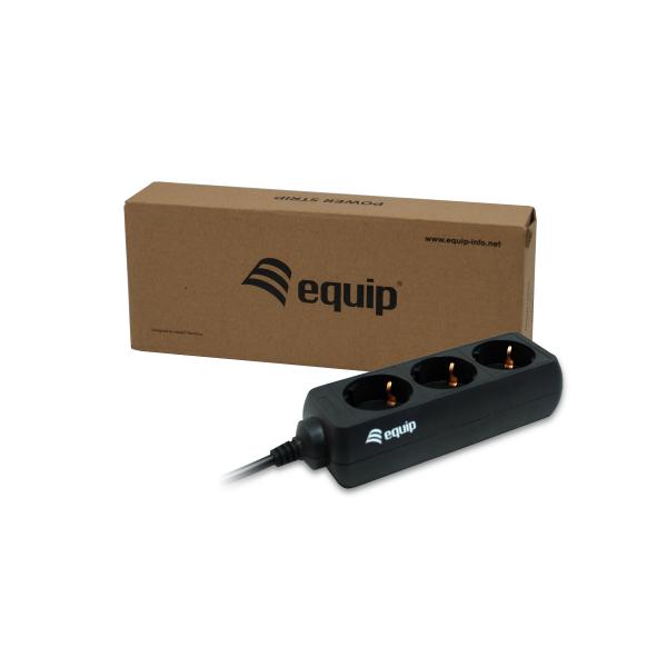 EQUIPE 333280 Strip 3 outlet, 1.1 m, 3 de salida (s) tipo F, negro, CE, 220 240 V