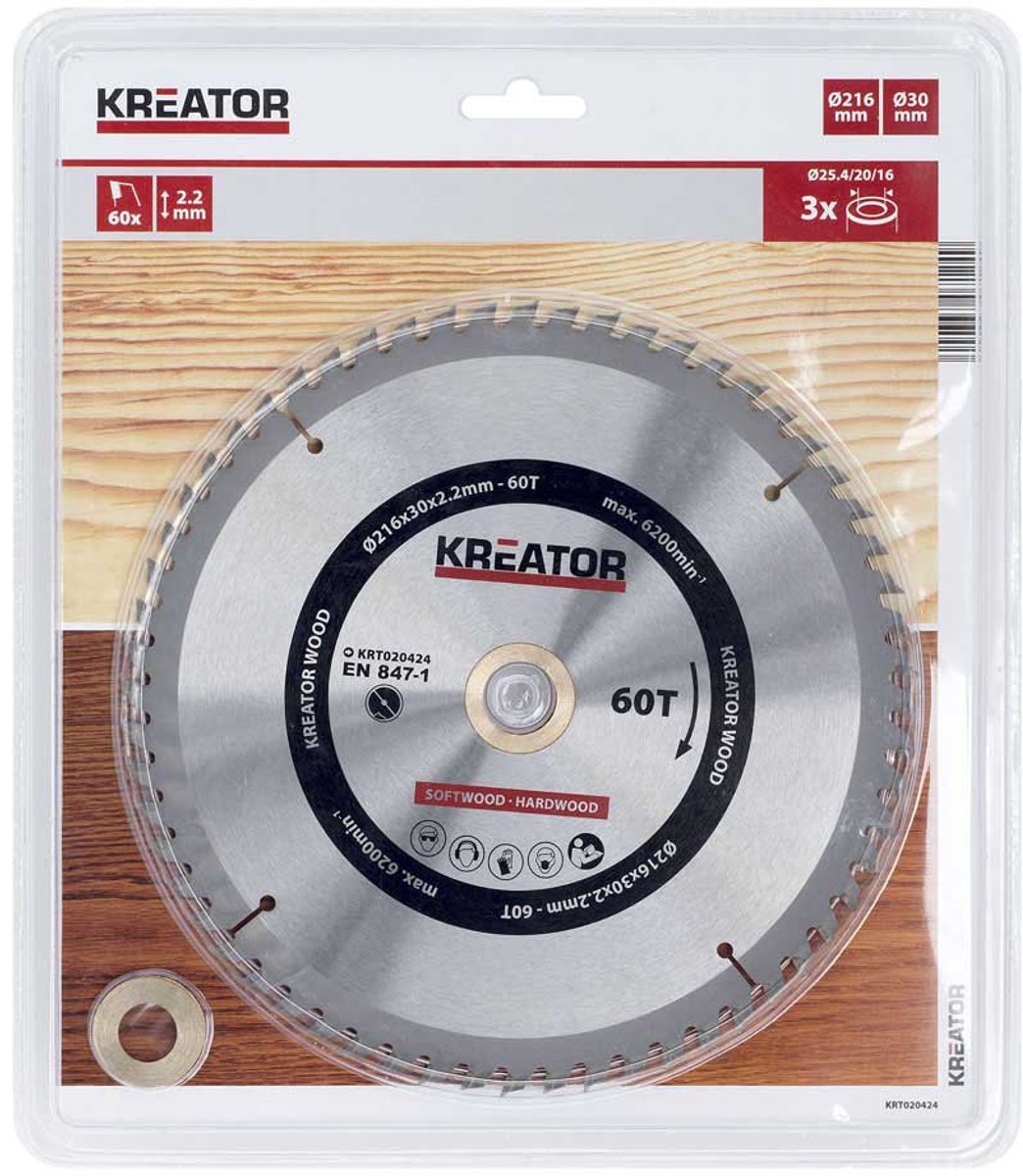 Kreator krt020424 lama per sega legno 216 mm - 60t