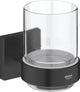 Bicchiere Grohe Quickfix Start Cube con supporto - vetro metallo - nero opaco