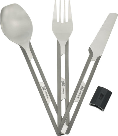 Posate da campeggio Esbit - titanio - custodia in silicone - cucchiaio extra profondo